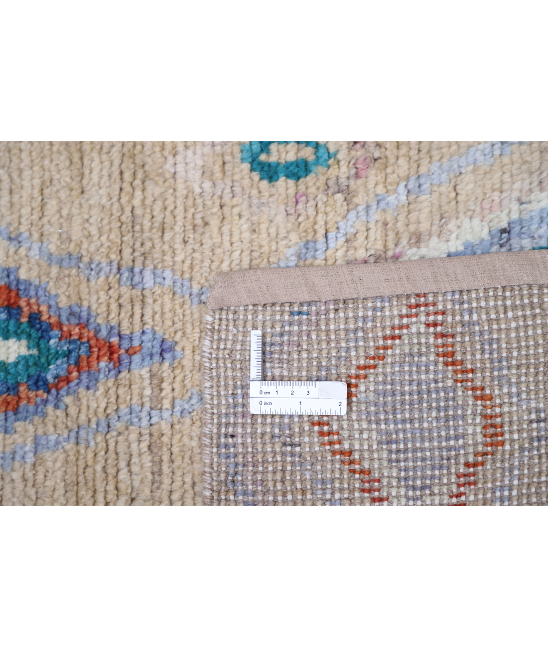 Hand Knotted Moroccan Wool Rug 2' 8" X 4' 11" 2' 8" X 4' 11" (81 X 150) / Taupe / Blue