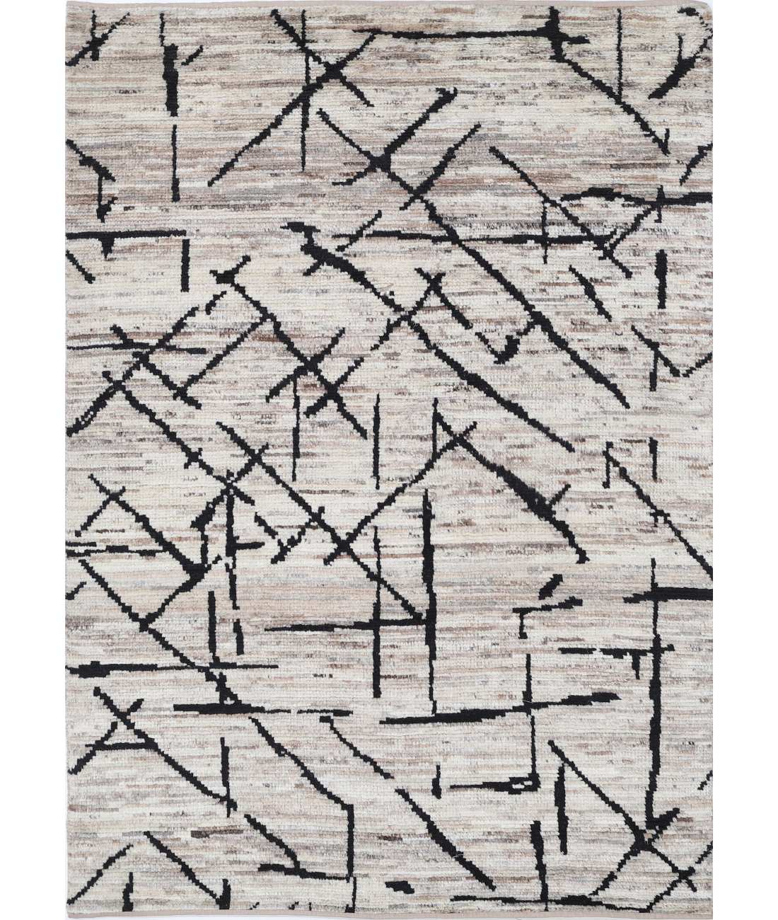 Hand Knotted Moroccan Wool Rug 4' 1" X 6' 0"