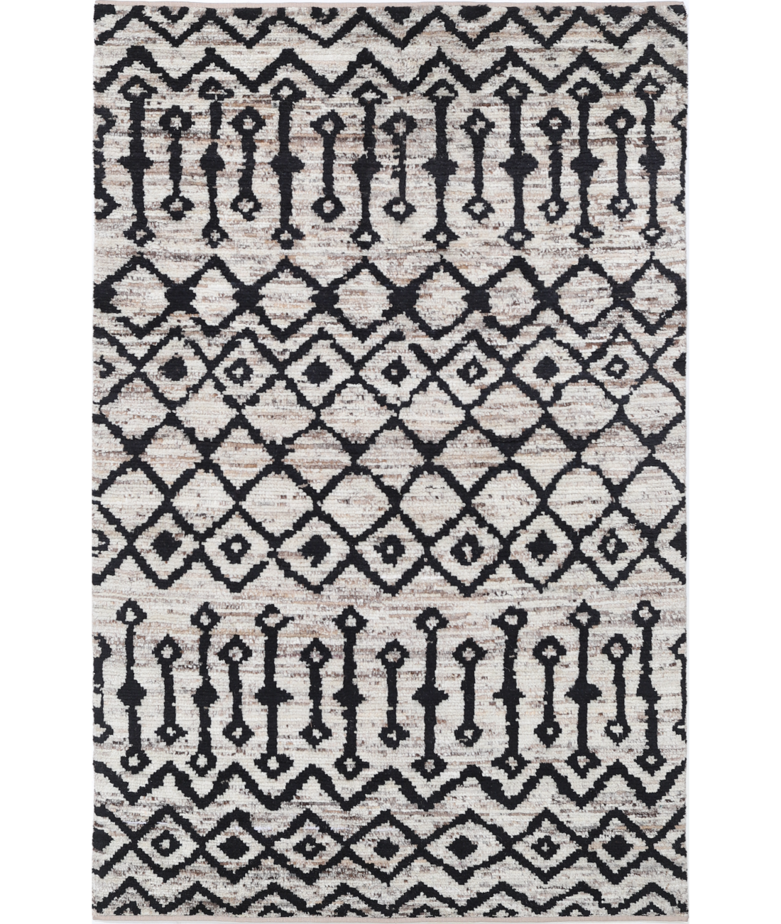 Hand Knotted Moroccan Wool Rug 3' 8" X 5' 10"