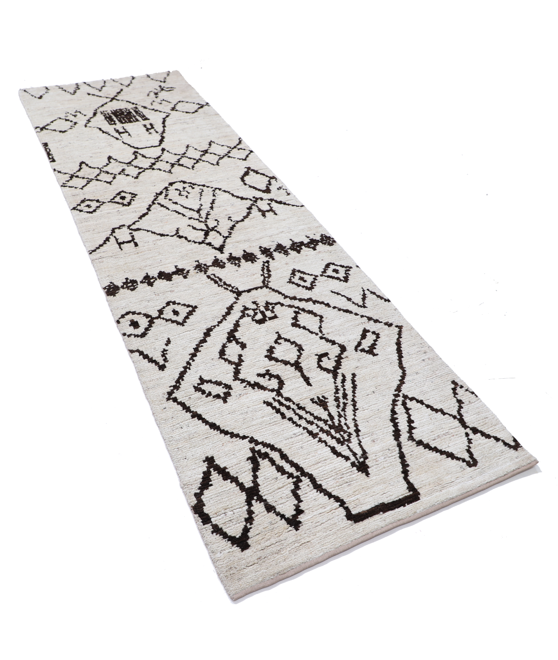 Hand Knotted Moroccan Wool Rug 2' 11" X 9' 9" 2' 11" X 9' 9" (89 X 297) / Ivory / Ivory