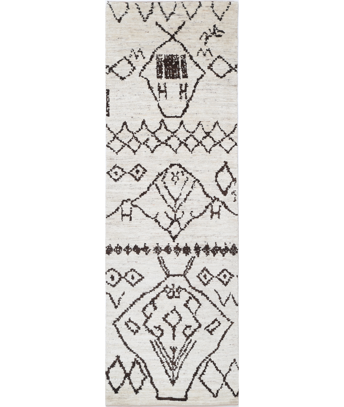 Hand Knotted Moroccan Wool Rug 2' 11" X 9' 9" 2' 11" X 9' 9" (89 X 297) / Ivory / Ivory