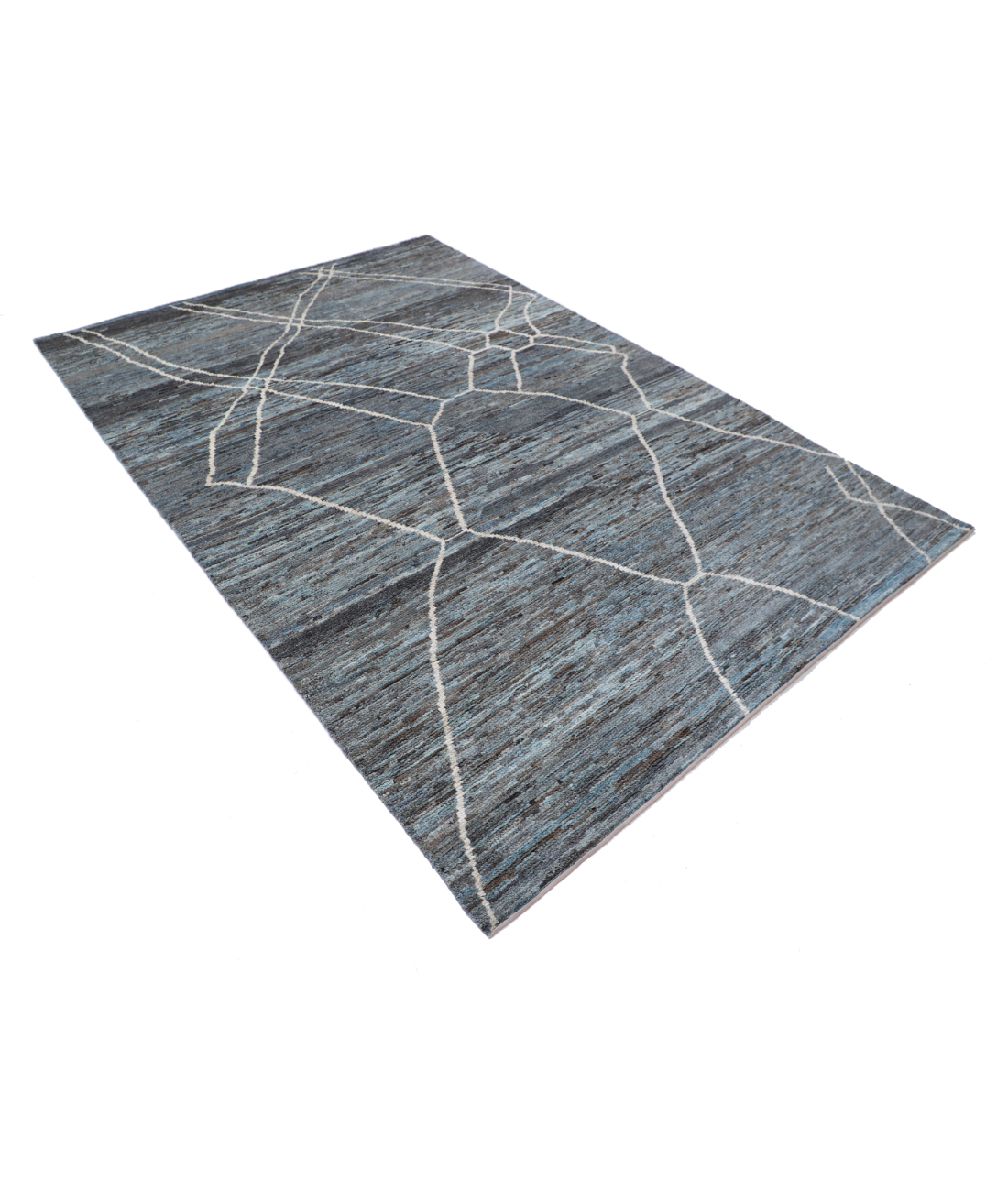 Hand Knotted Moroccan Wool Rug 5' 11" X 8' 9"