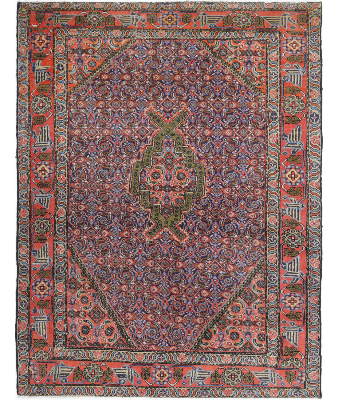 Hand Knotted Oriental Moud Wool Rug - 3'9'' x 5'1''