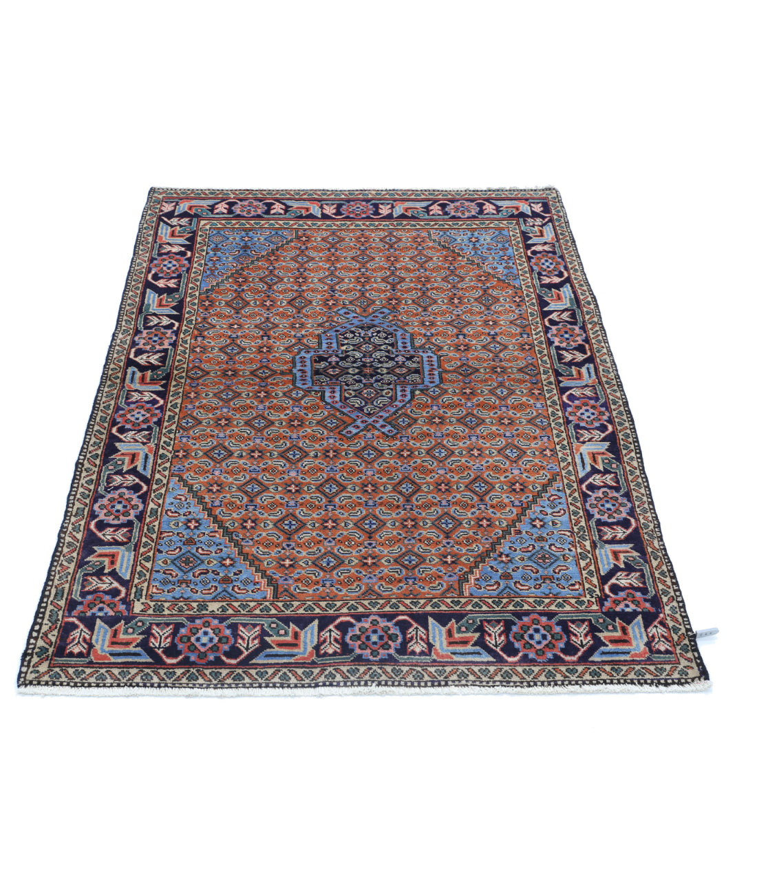 Hand Knotted Persian Moud Wool Rug - 3'7'' x 4'10'' 3'7'' x 4'10'' (108 X 145) / Brown / Blue