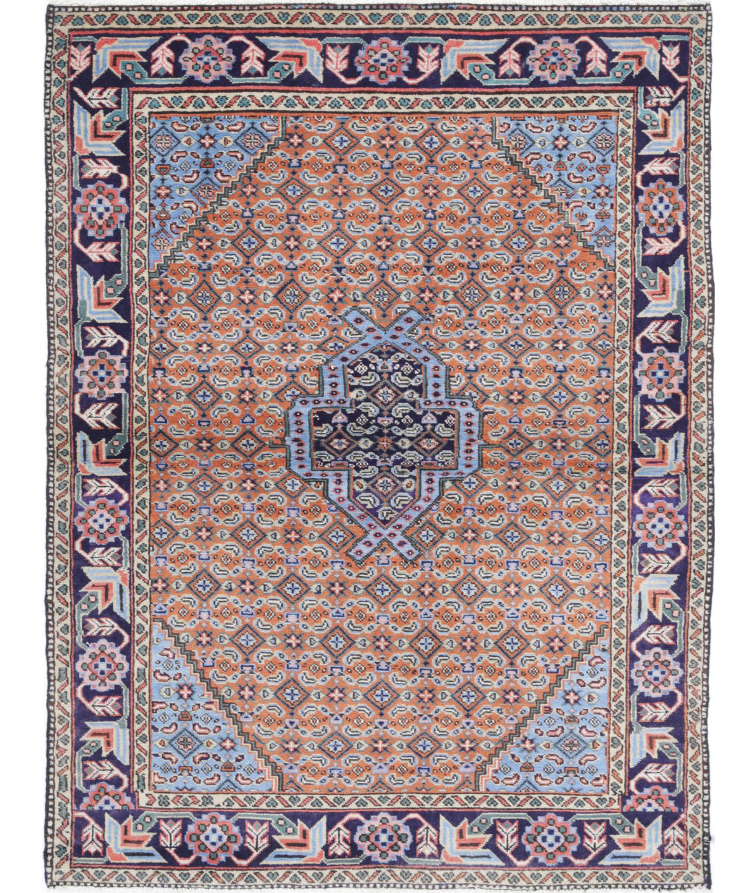 Hand Knotted Oriental Moud Wool Rug - 3'7'' x 4'10''
