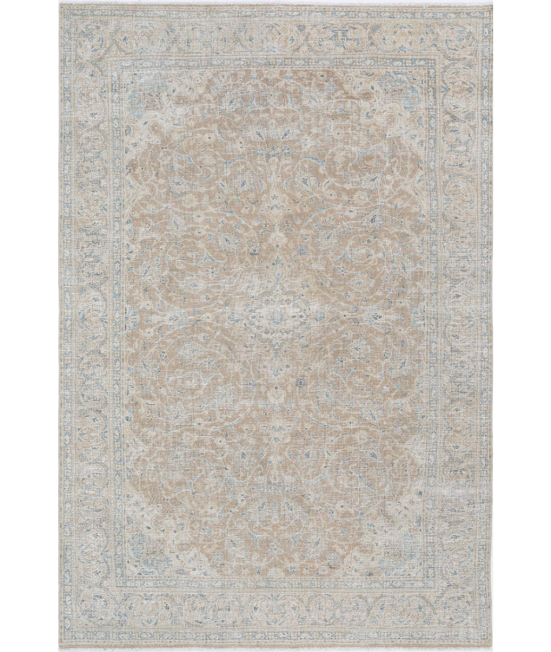 Hand Knotted Vintage Persian Nain Wool Rug - 6&#39;7&#39;&#39; x 10&#39;1&#39;&#39; 6&#39;7&#39;&#39; x 10&#39;1&#39;&#39; (198 X 303) / Taupe / Ivory