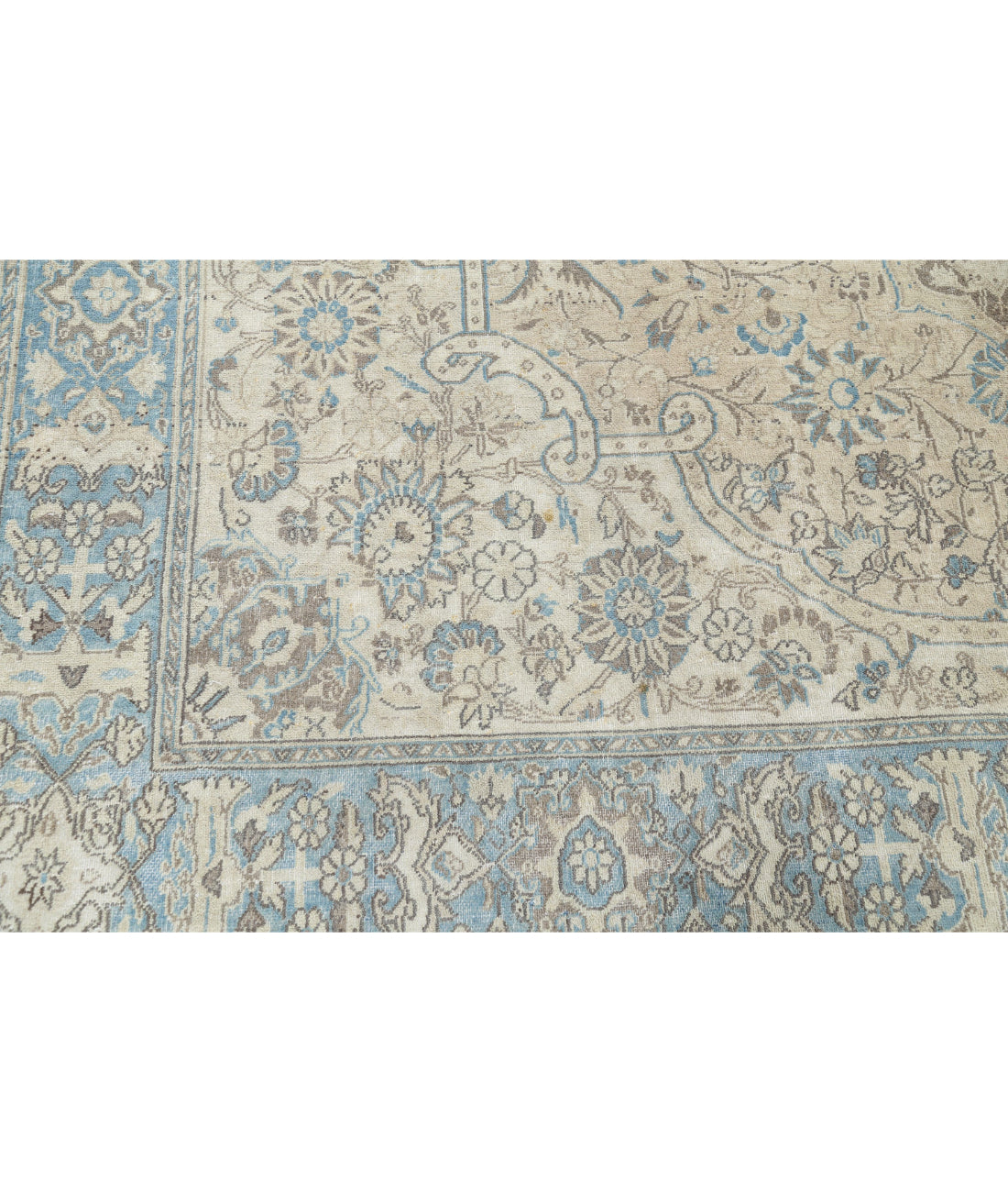 Hand Knotted Vintage Persian Nain Wool Rug - 7'8'' x 11'2'' 7'8'' x 11'2'' (230 X 335) / Taupe / Blue