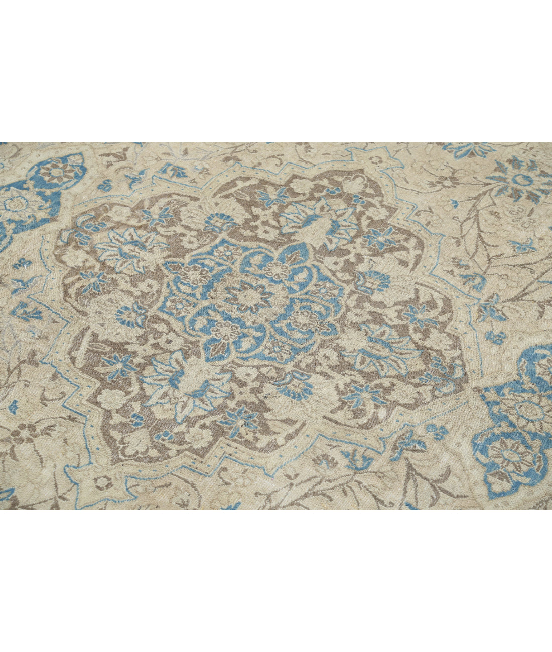 Hand Knotted Vintage Persian Nain Wool Rug - 7'8'' x 11'2'' 7'8'' x 11'2'' (230 X 335) / Taupe / Blue