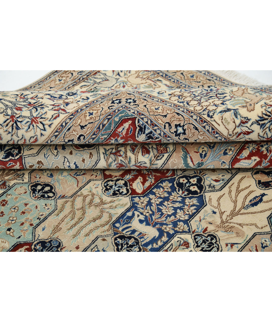 Hand Knotted Masterpiece Persian Nain Wool & Silk Rug - 5'11'' x 9'7'' 5'11'' x 9'7'' (178 X 288) / Ivory / Taupe