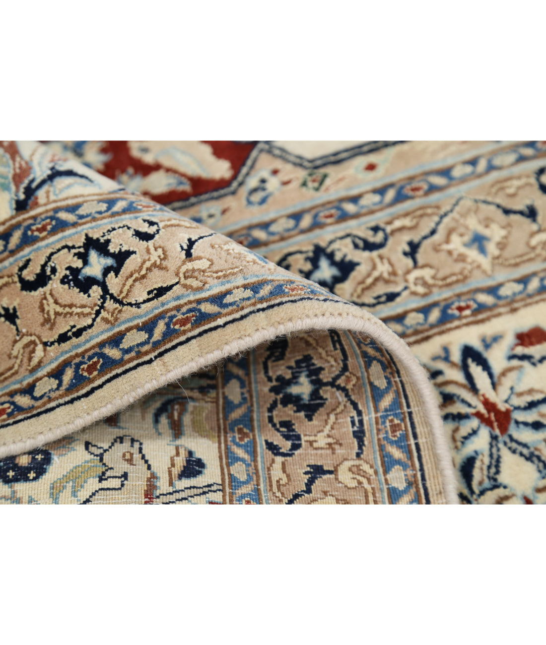 Hand Knotted Masterpiece Persian Nain Wool & Silk Rug - 5'11'' x 9'7'' 5'11'' x 9'7'' (178 X 288) / Ivory / Taupe