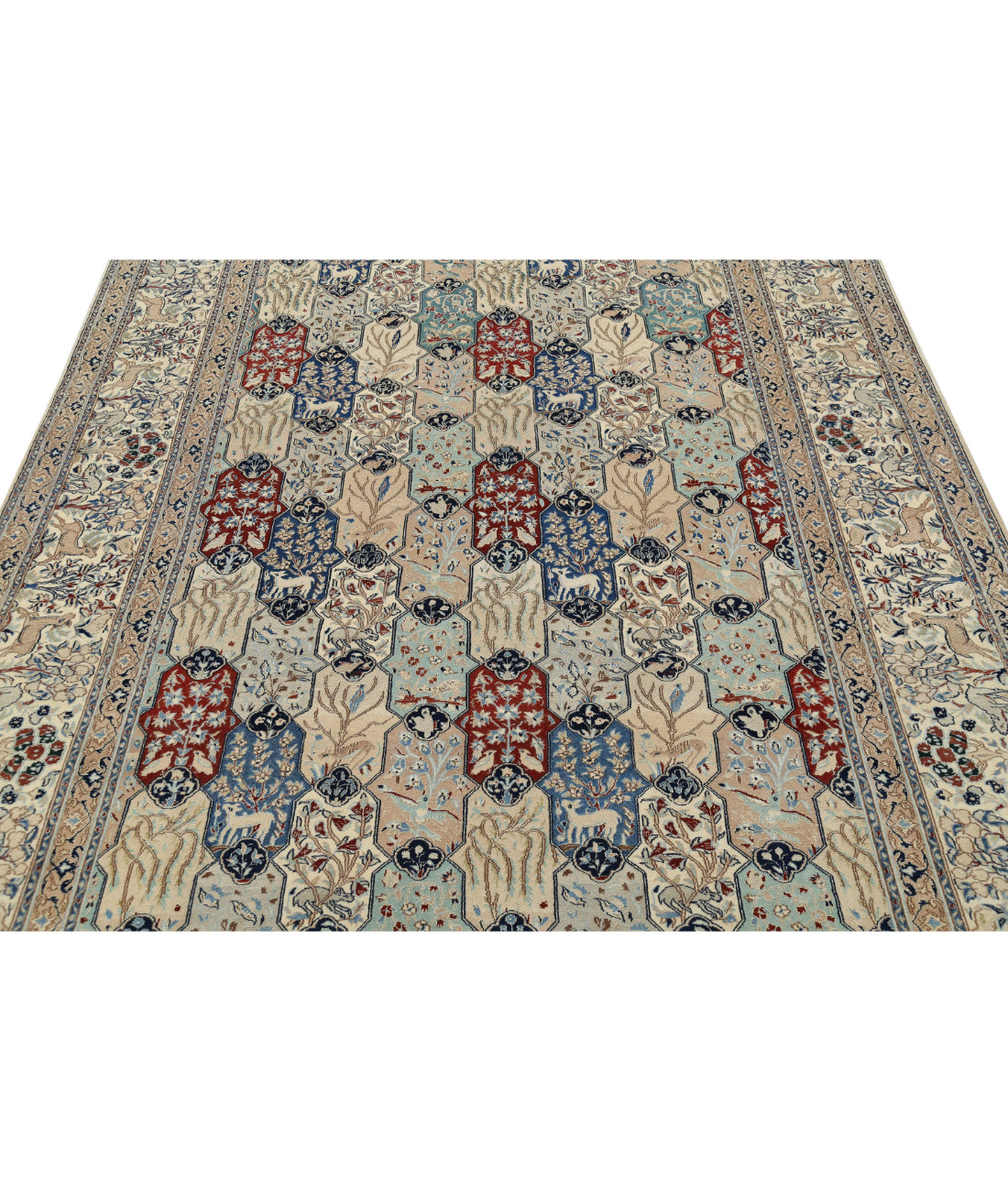 Hand Knotted Masterpiece Persian Nain Wool & Silk Rug - 5'11'' x 9'7'' 5'11'' x 9'7'' (178 X 288) / Ivory / Taupe