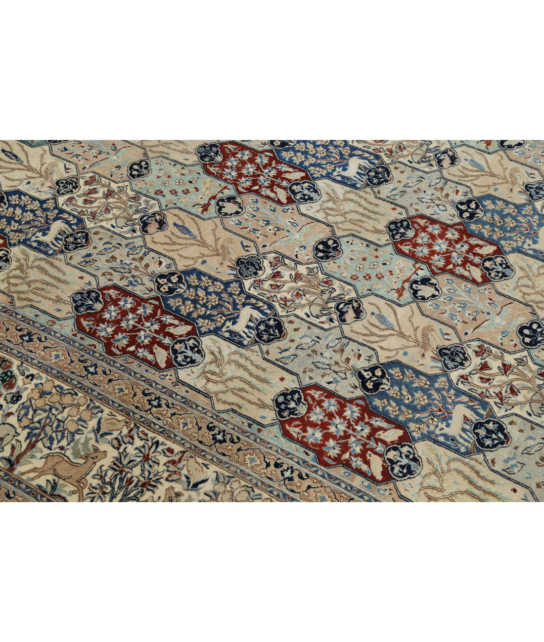 Hand Knotted Masterpiece Persian Nain Wool & Silk Rug - 5'11'' x 9'7'' 5'11'' x 9'7'' (178 X 288) / Ivory / Taupe