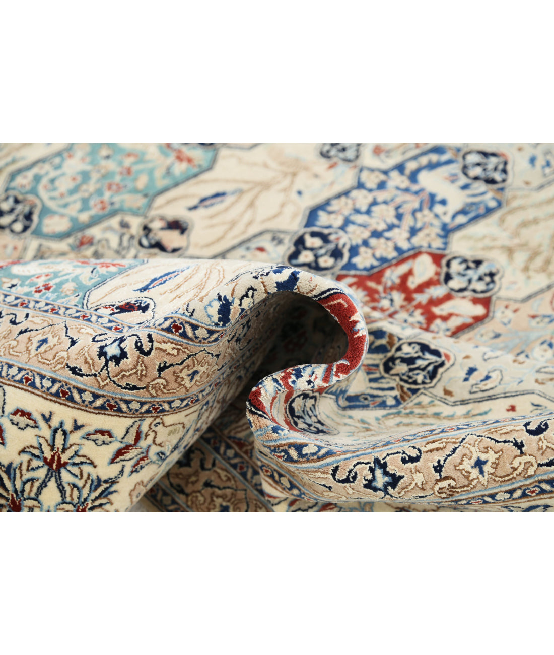 Hand Knotted Masterpiece Persian Nain Wool & Silk Rug - 5'11'' x 9'7'' 5'11'' x 9'7'' (178 X 288) / Ivory / Taupe