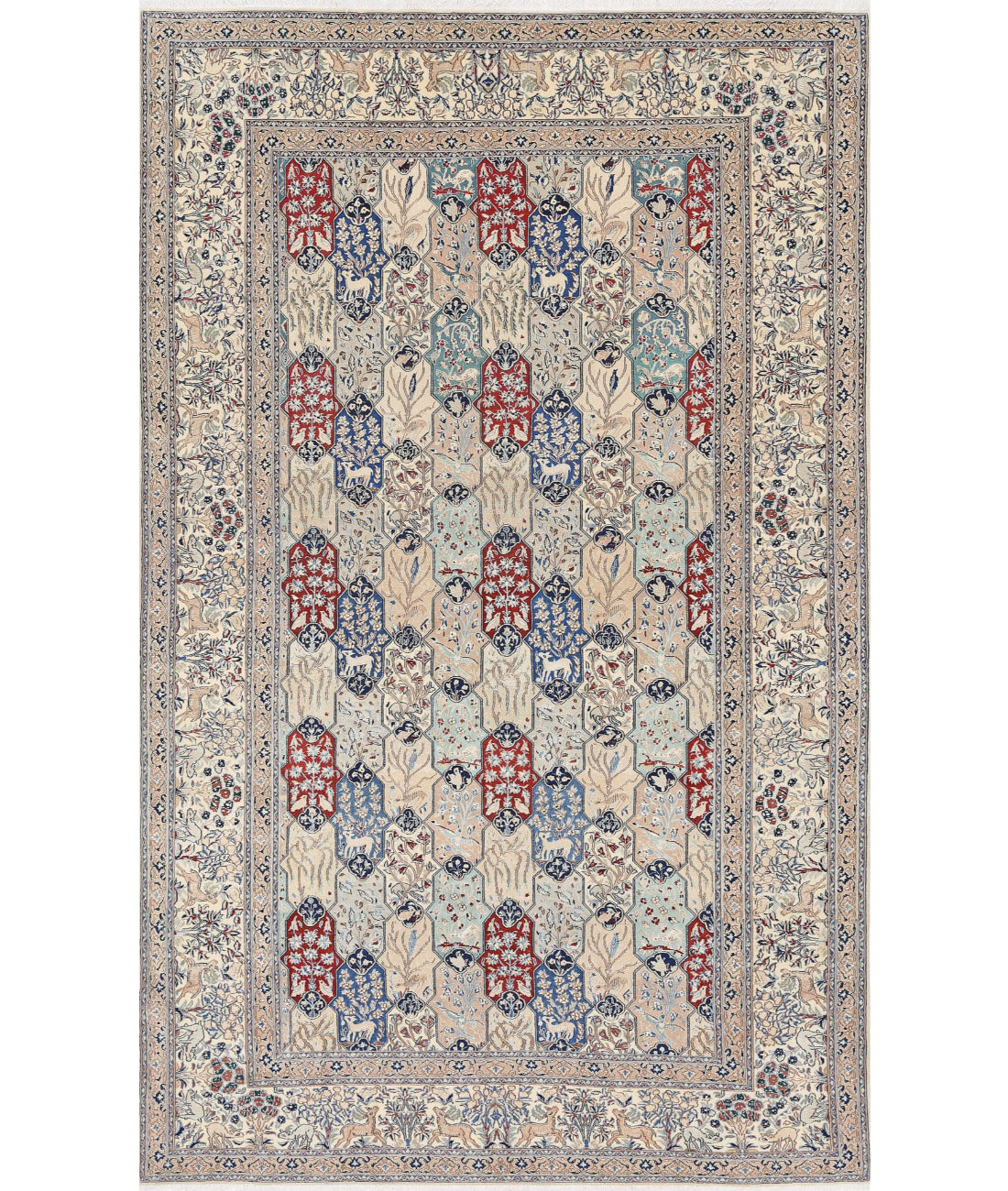 Hand Knotted Masterpiece Persian Nain Wool &amp; Silk Rug - 5&#39;11&#39;&#39; x 9&#39;7&#39;&#39; 5&#39;11&#39;&#39; x 9&#39;7&#39;&#39; (178 X 288) / Ivory / Taupe