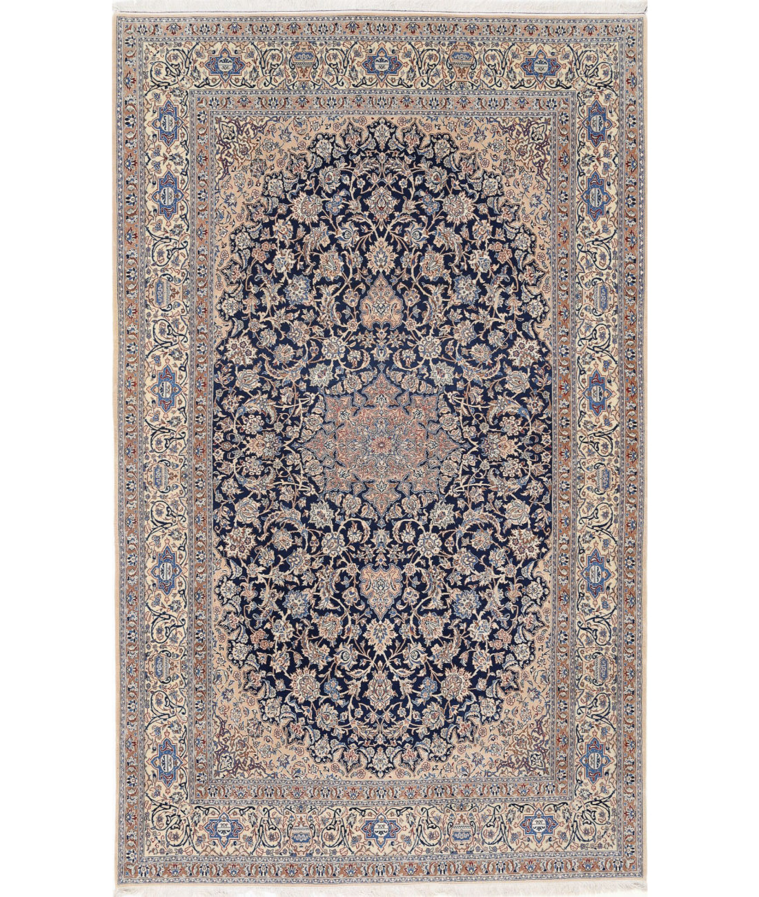 Hand Knotted Masterpiece Oriental Nain Wool & Silk Rug - 5'11'' x 9'9''