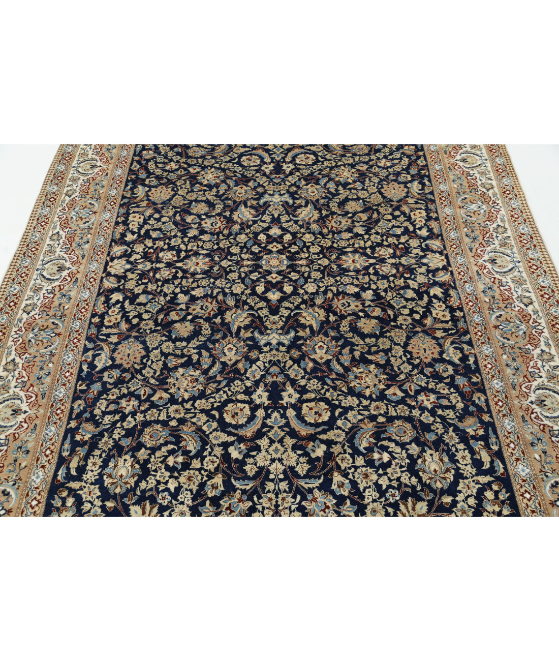 Hand Knotted Masterpiece Persian Nain Habibian Wool & Silk Rug - 5'9'' x 9'1'' 5'9'' x 9'1'' (173 X 273) / Blue / Ivory