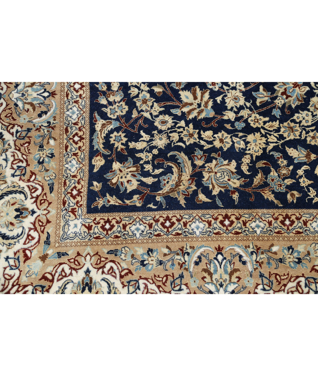 Hand Knotted Masterpiece Persian Nain Habibian Wool & Silk Rug - 5'9'' x 9'1'' 5'9'' x 9'1'' (173 X 273) / Blue / Ivory