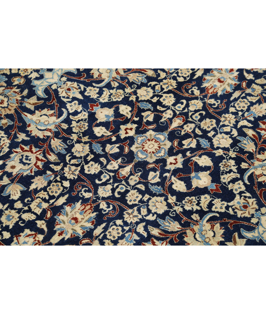 Hand Knotted Masterpiece Persian Nain Habibian Wool & Silk Rug - 5'9'' x 9'1'' 5'9'' x 9'1'' (173 X 273) / Blue / Ivory