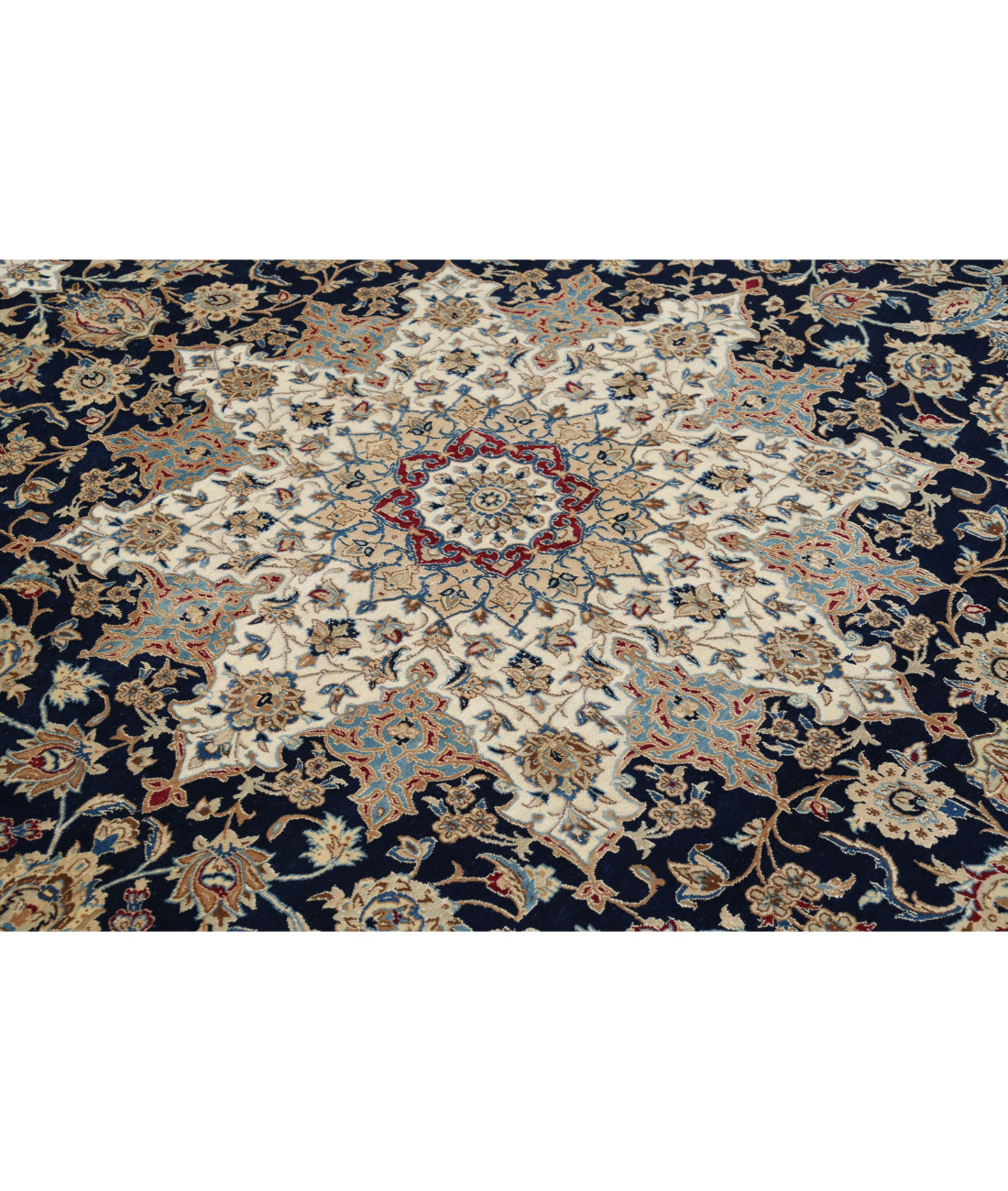 Hand Knotted Masterpiece Nain Wool & Silk Rug - 10'6'' x 16'2'' 10'6'' x 16'2'' (315 X 485) / Blue / Beige