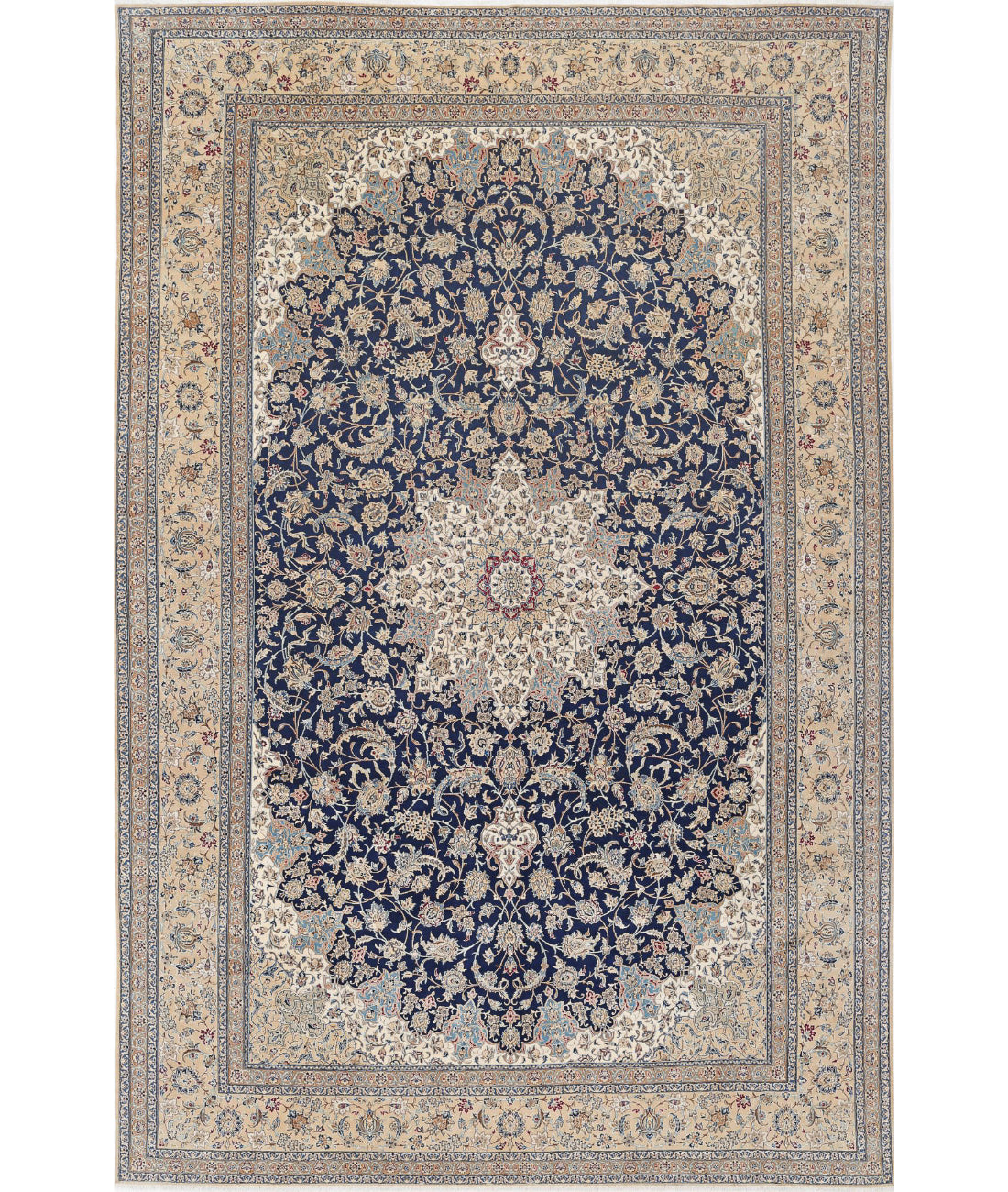 Hand Knotted Masterpiece Nain Wool & Silk Rug - 10'6'' x 16'2''