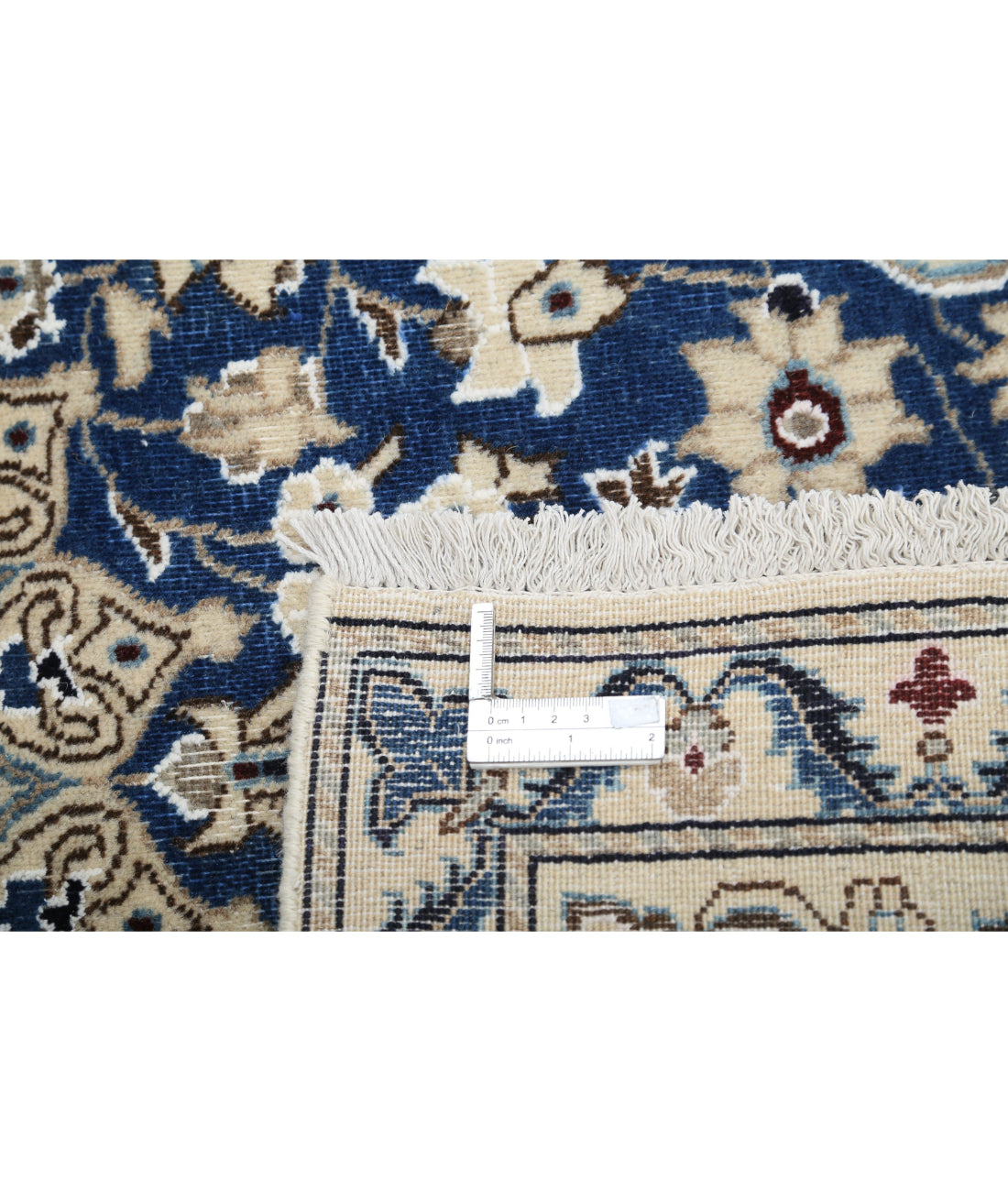 Hand Knotted Vintage Persian Nain Wool & Silk Rug - 2'9'' x 4'5'' 2'9'' x 4'5'' (83 X 133) / Blue / Ivory