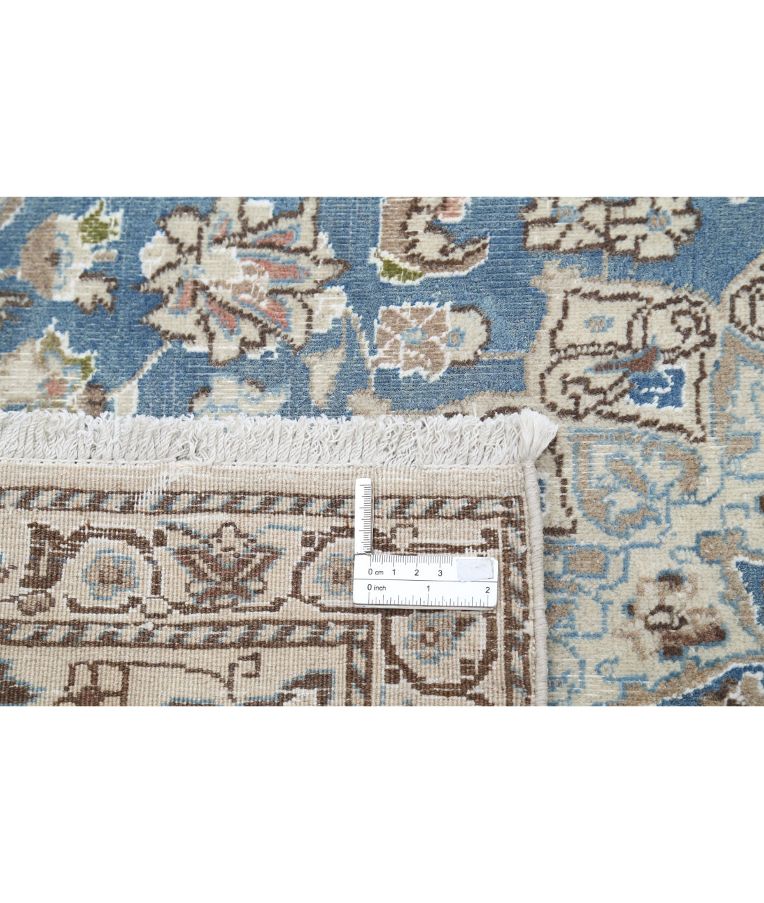 Hand Knotted Vintage Persian Nain Wool & Silk Rug - 2'11'' x 4'6'' 2'11'' x 4'6'' (88 X 135) / Blue / Ivory