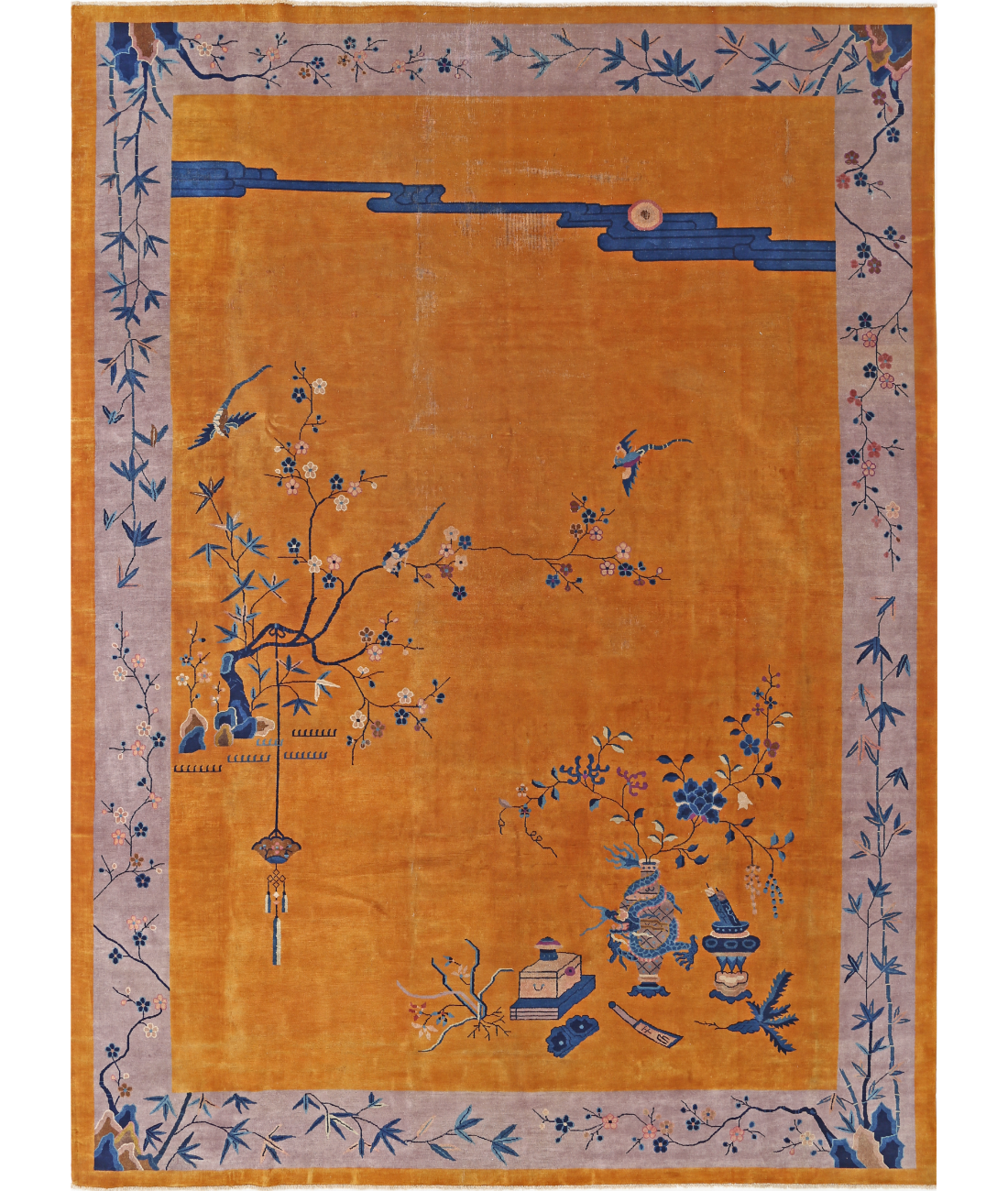 Hand Knotted Antique Nickel Wool Rug - 9'10'' x 13'2'' 9' 10" X 13' 2" (300 X 401) / Gold / Lilac