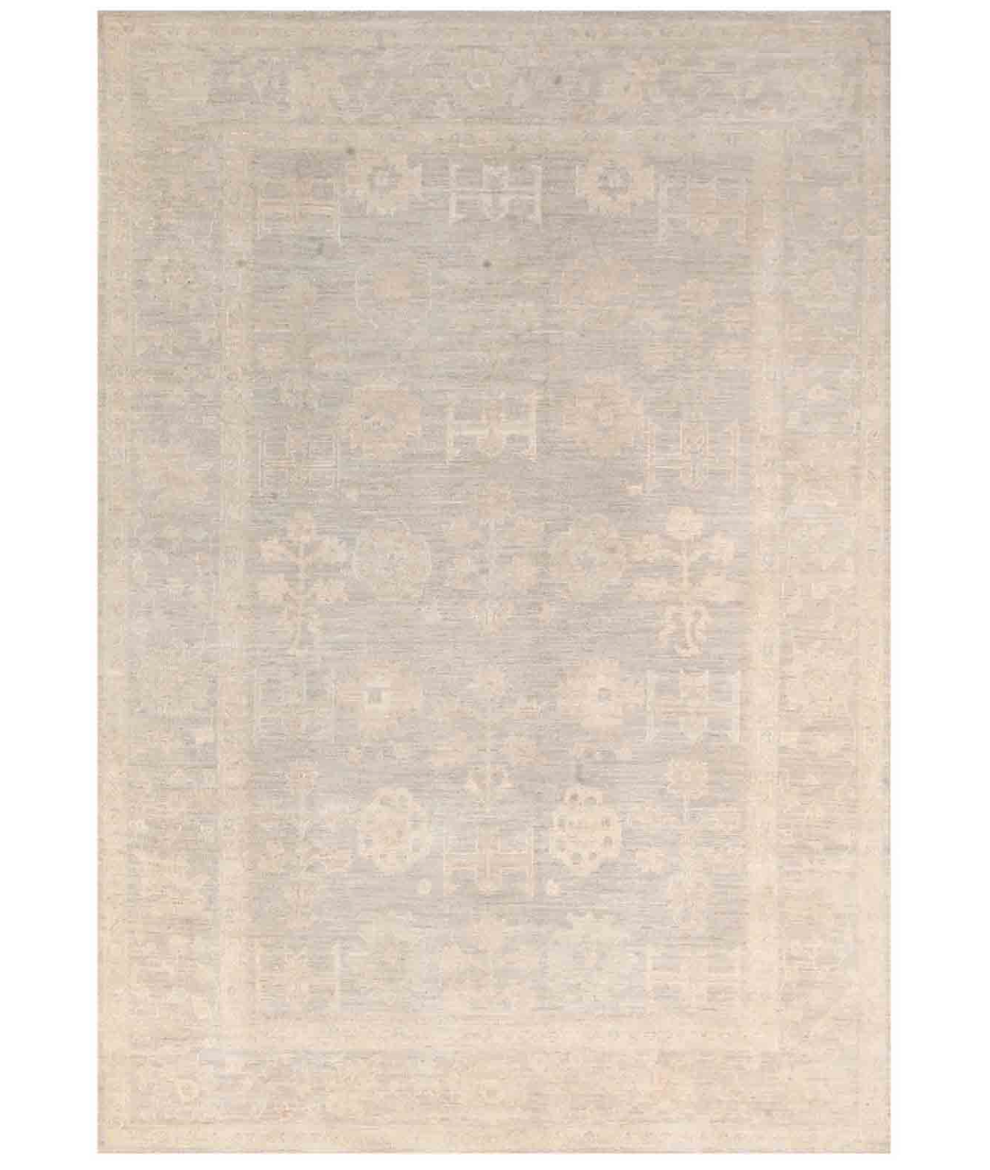 Hand Knotted Oushak Wool Rug  - 8' 0" X 11' 9"
