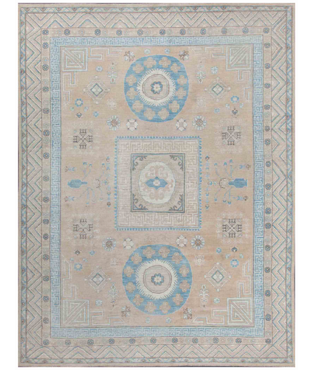 Hand Knotted Oushak Wool Rug  - 9' 1" X 11' 10"