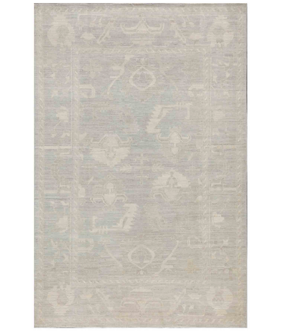 Hand Knotted Oushak Wool Rug 6' 4" X 9' 5" 6' 4" X 9' 5" (193 X 287) / Taupe / Taupe