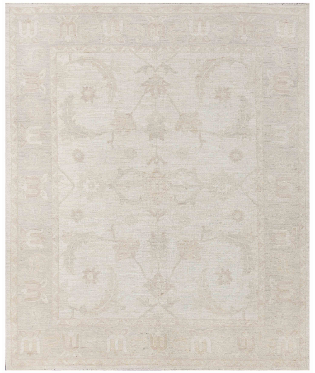 Hand Knotted Oushak Wool Rug  - 8' 5" X 10' 1"
