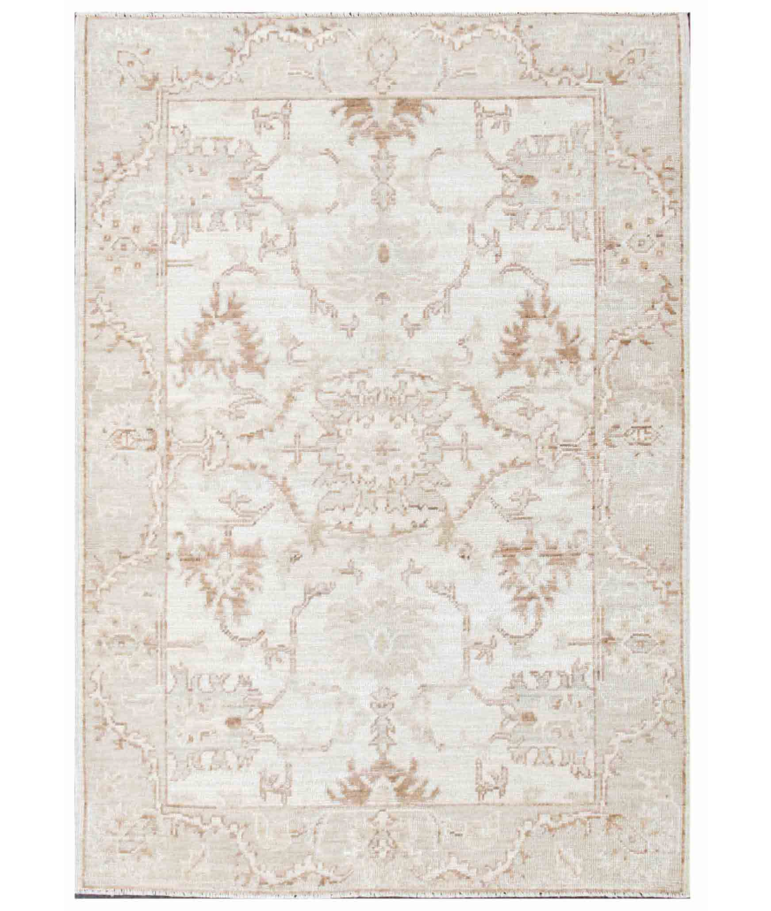 Hand Knotted Oushak Wool Rug  - 4&#39; 2&quot; X 6&#39; 0&quot;