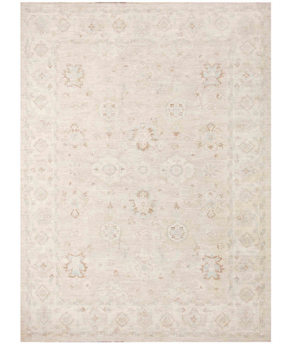 Hand Knotted Oushak Wool Rug  - 8' 10" X 11' 10"