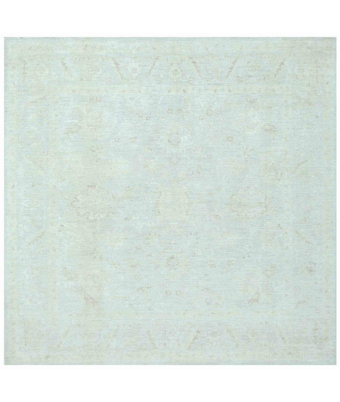 Hand Knotted Oushak Wool Rug 8' 0" X 8' 2" 8' 0" X 8' 2" (244 X 249) / Blue / Ivory