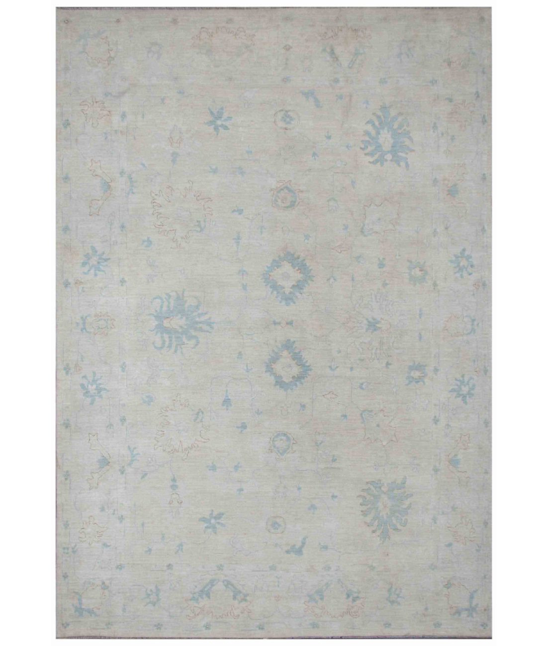 Hand Knotted Oushak Wool Rug  - 9' 5" X 13' 5"