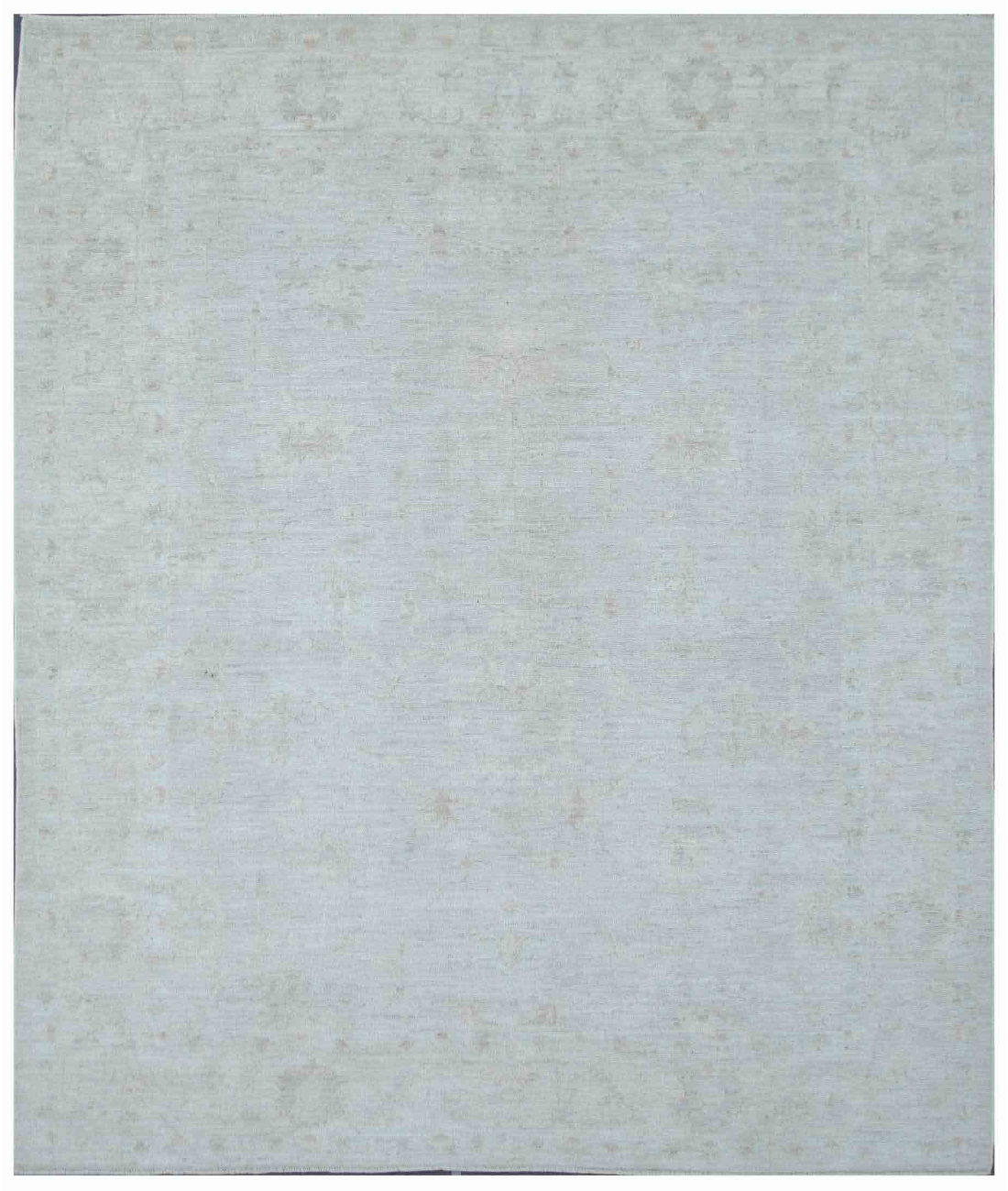 Hand Knotted Oushak Wool Rug 8' 4" X 9' 10" 8' 4" X 9' 10" (254 X 300) / Teal / Ivory