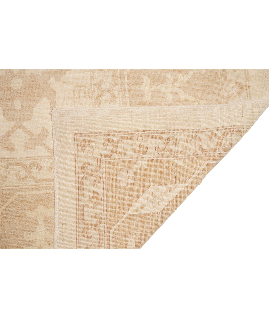 Hand Knotted Oushak Wool Rug - 12'0'' x 14'0'' 12' 0" X 14' 0" (366 X 427) / Ivory / Brown