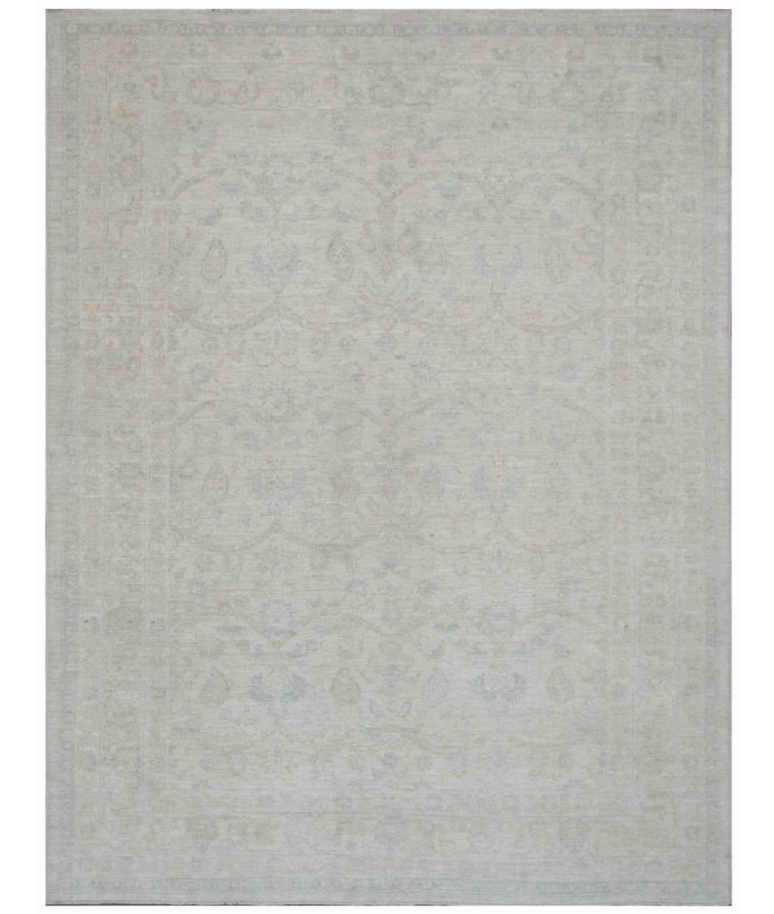 Hand Knotted Oushak Wool Rug 9' 0" X 11' 8" 9' 0" X 11' 8" (274 X 356) / Ivory / Taupe