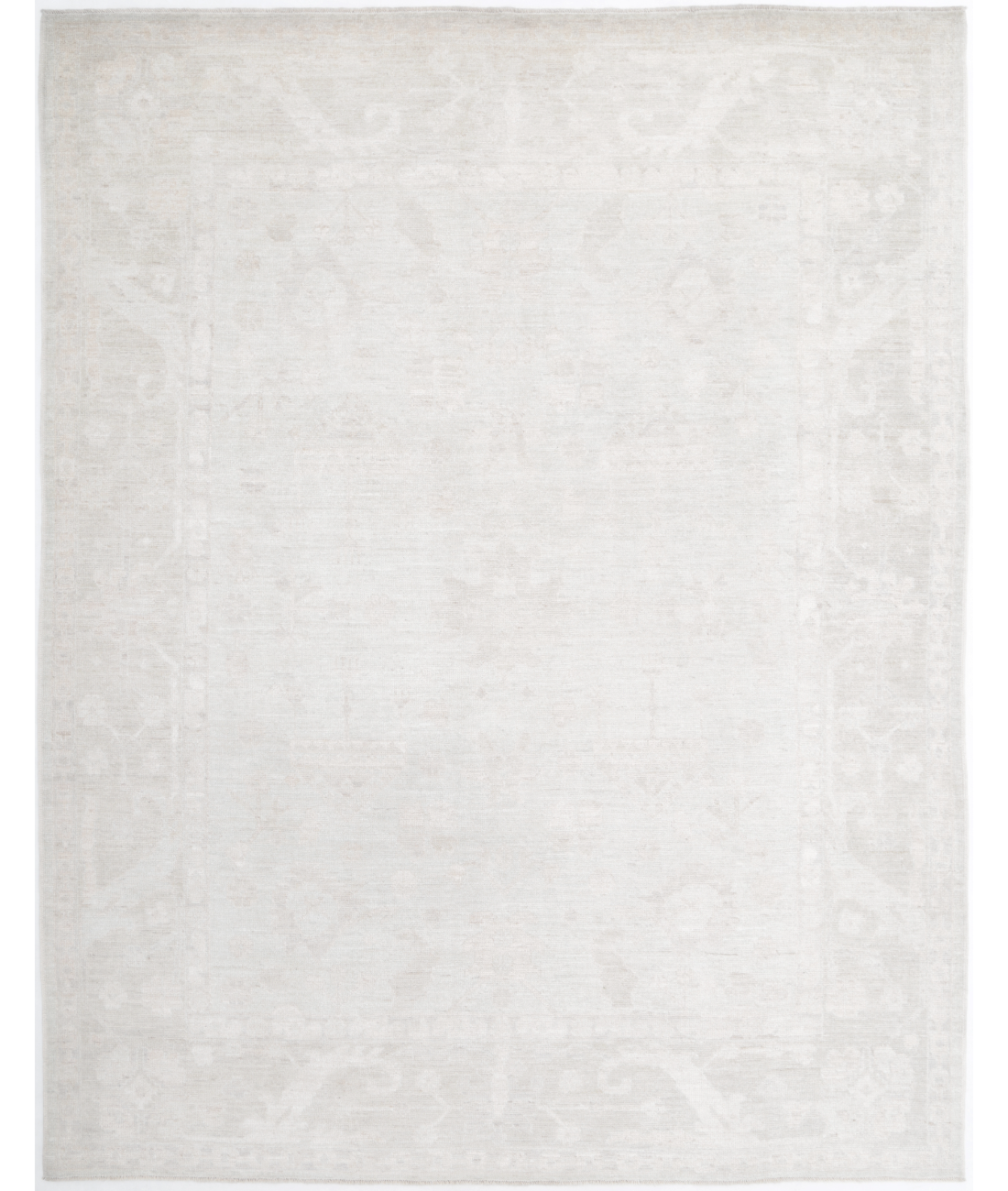 Hand Knotted Oushak Wool Rug 8' 3" X 10' 6" 8' 3" X 10' 6" (251 X 320) / Grey / Green