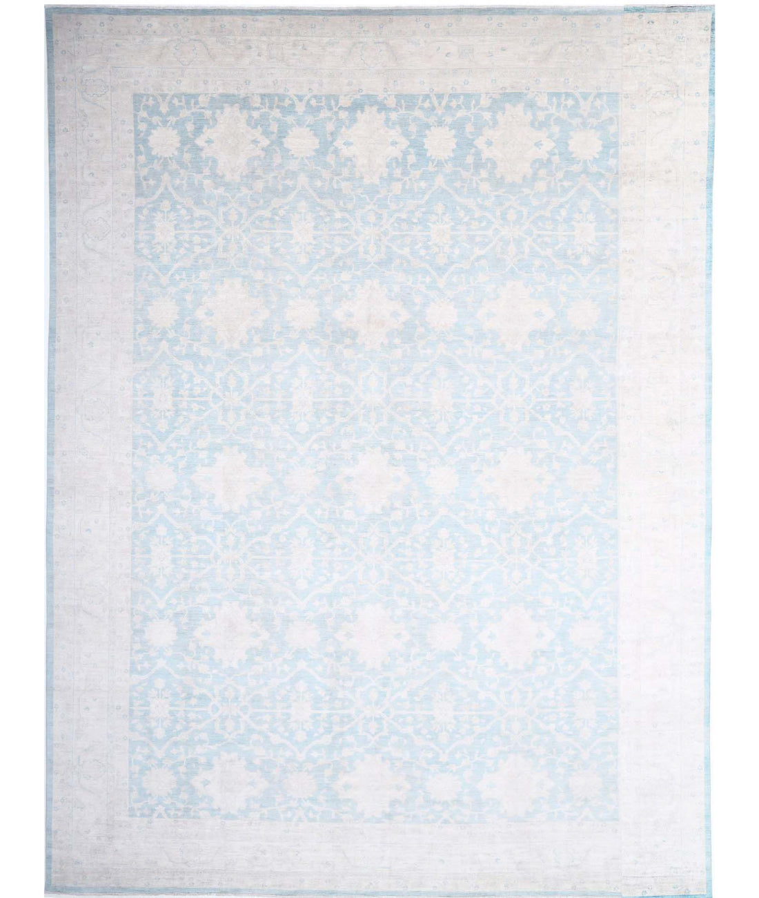 Hand Knotted Oushak Wool Rug - 15&#39;10&#39;&#39; x 21&#39;9&#39;&#39; 15&#39;10&#39;&#39; x 21&#39;9&#39;&#39; (475 X 653) / Teal / Ivory