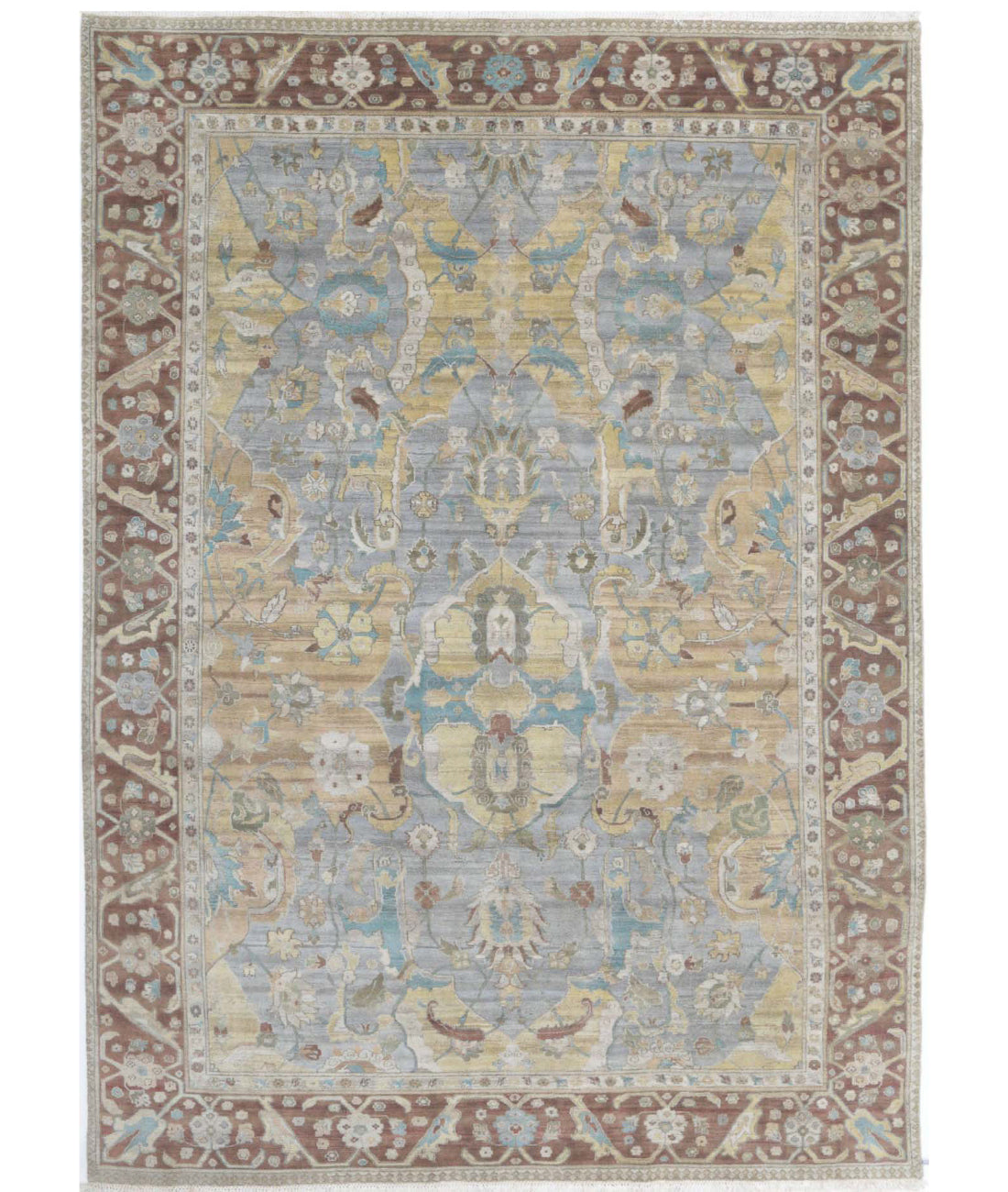 Hand Knotted Agra Polonaise Wool Rug - 8&#39;1&#39;&#39; x 11&#39;4&#39;&#39; 8&#39;1&#39;&#39; x 11&#39;4&#39;&#39; (268 X 363) / Grey / Brown