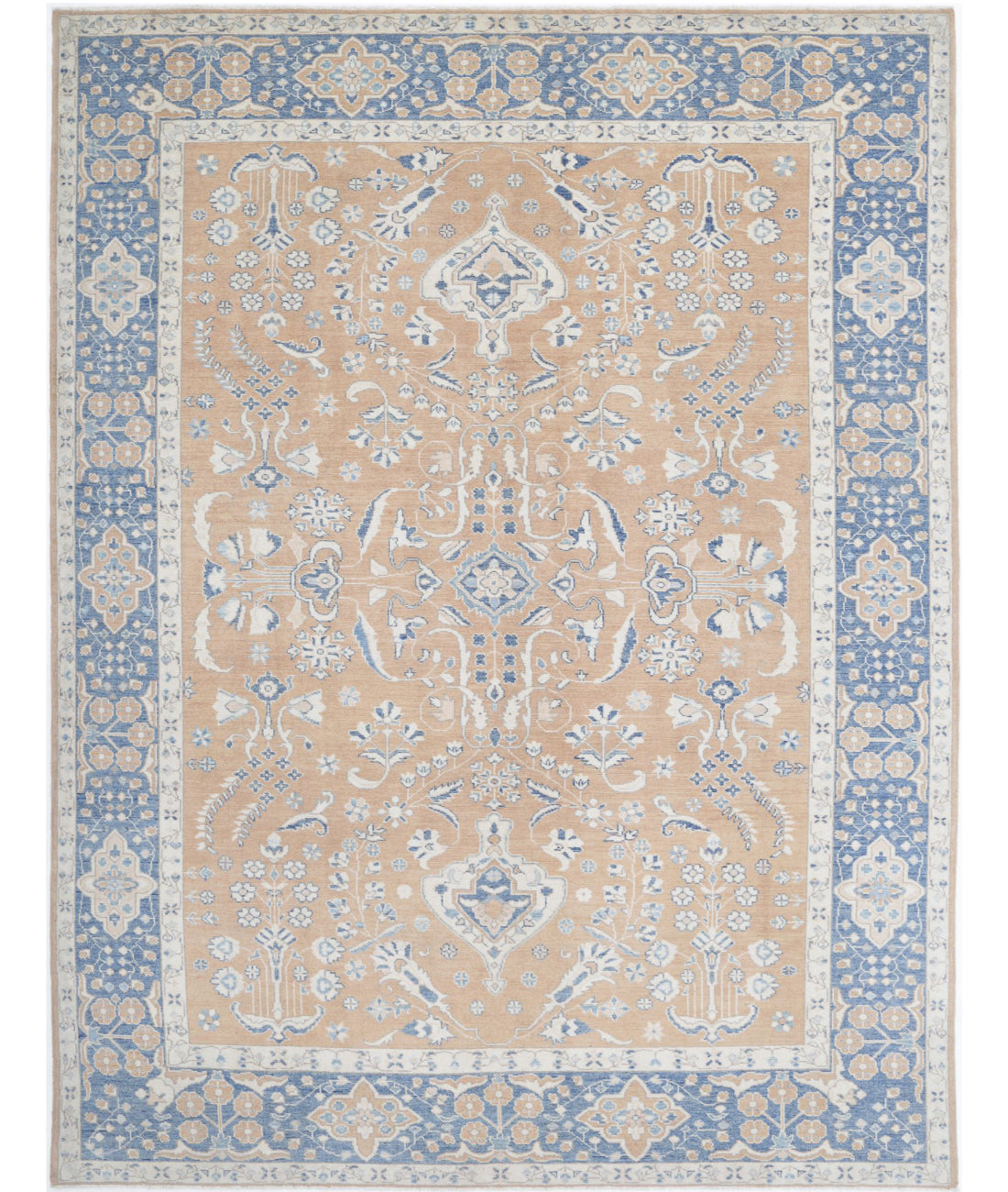 Hand Knotted Oushak Wool Rug - 9'2'' x 12'3''