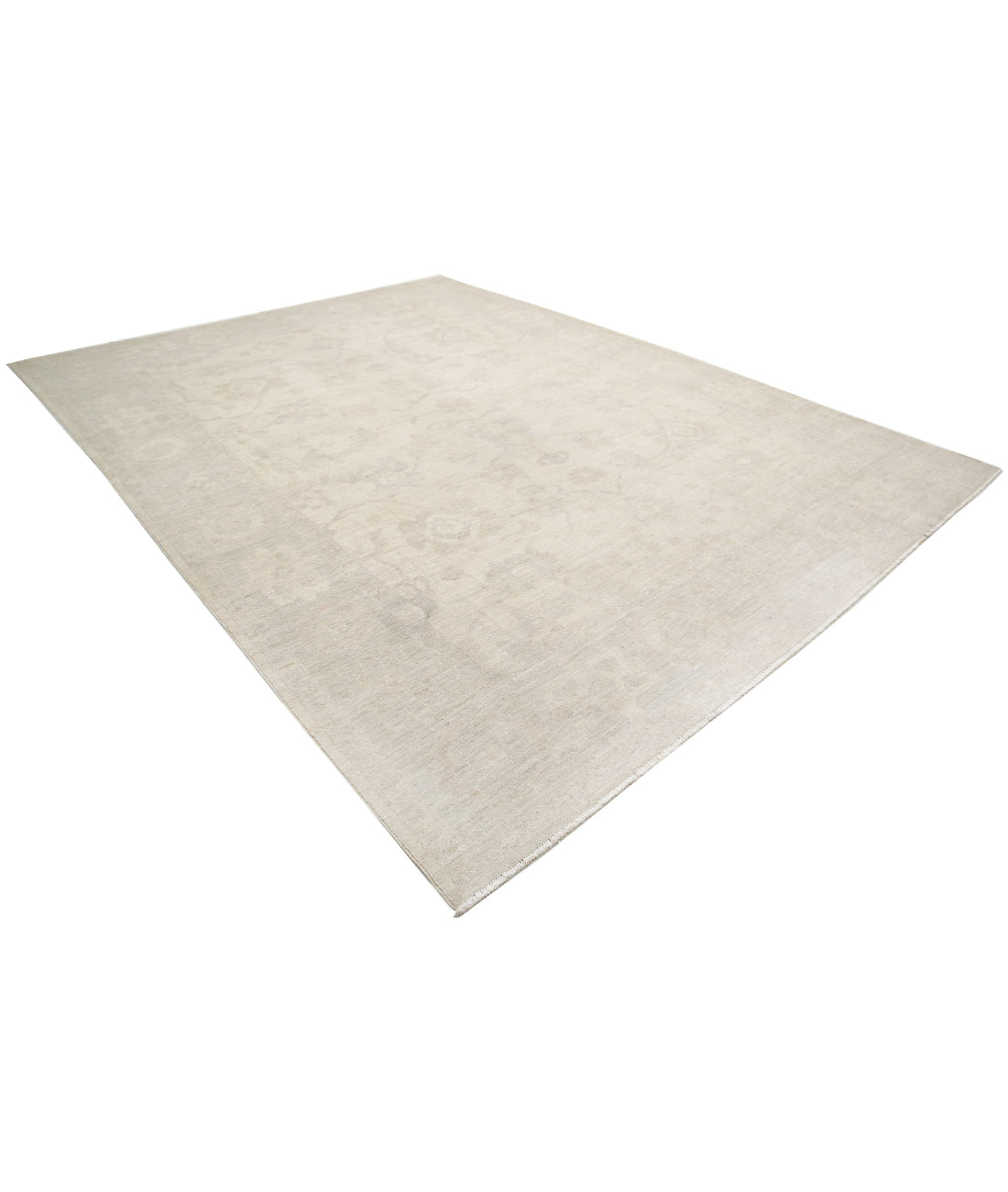 Hand Knotted Oushak Wool Rug - 9'11'' x 13'1'' 9'11'' x 13'1'' (298 X 393) / Ivory / Grey
