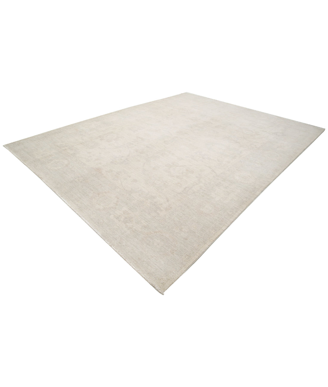 Hand Knotted Oushak Wool Rug - 9'11'' x 13'1'' 9'11'' x 13'1'' (298 X 393) / Ivory / Grey