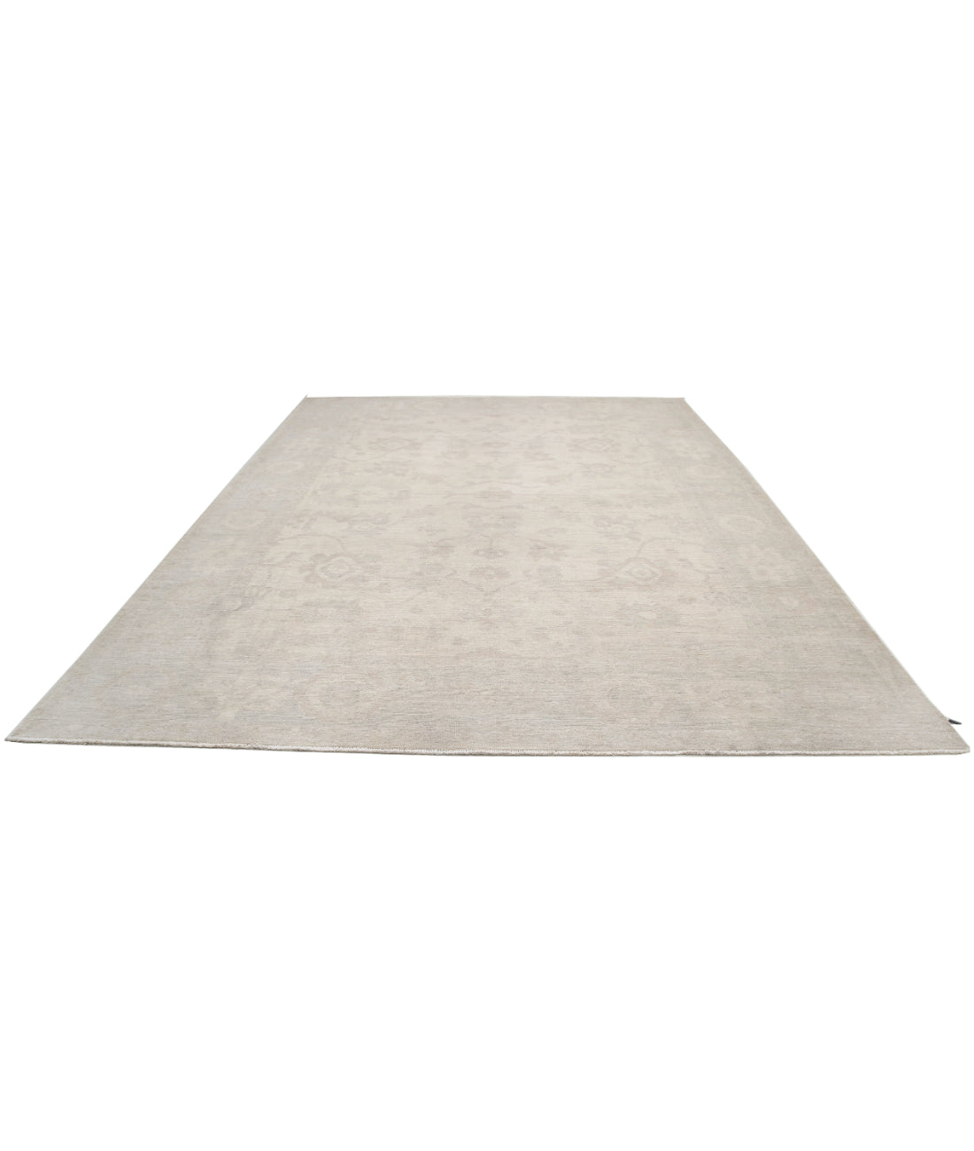 Hand Knotted Oushak Wool Rug - 9'11'' x 13'1'' 9'11'' x 13'1'' (298 X 393) / Ivory / Grey