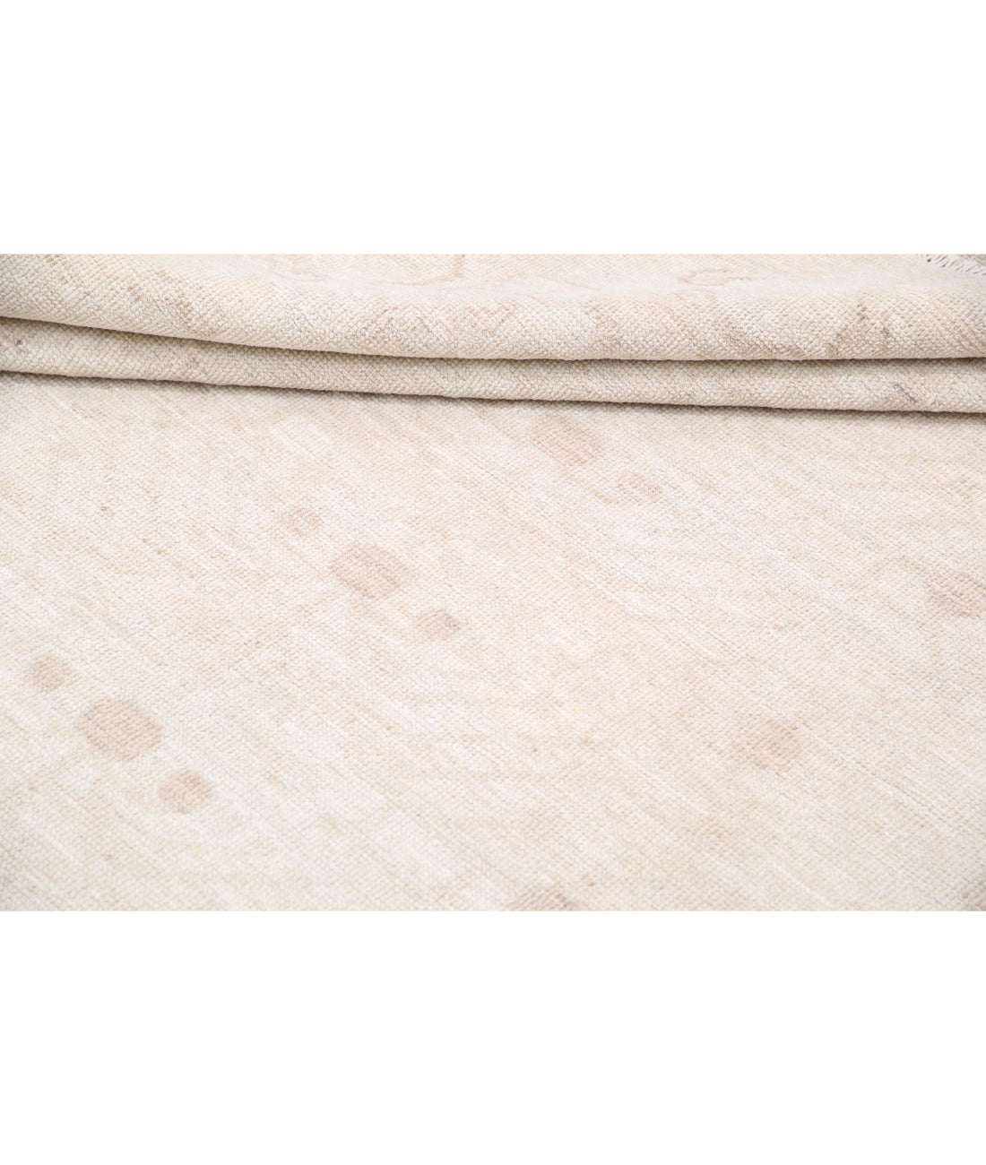 Hand Knotted Oushak Wool Rug - 7'11'' x 9'5'' 7'11'' x 9'5'' (238 X 283) / Ivory / Taupe