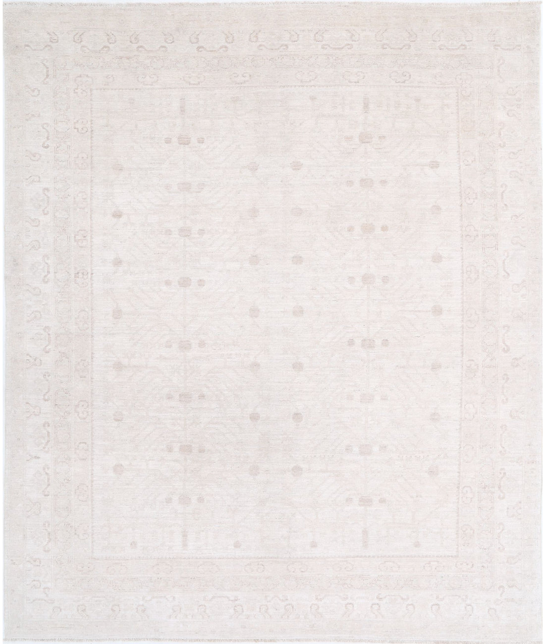 Hand Knotted Oushak Wool Rug - 7'11'' x 9'5''
