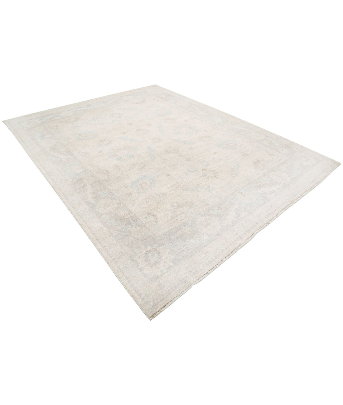 Hand Knotted Oushak Wool Rug - 8'1'' x 10'0'' 8'1'' x 10'0'' (243 X 300) / Ivory / Grey