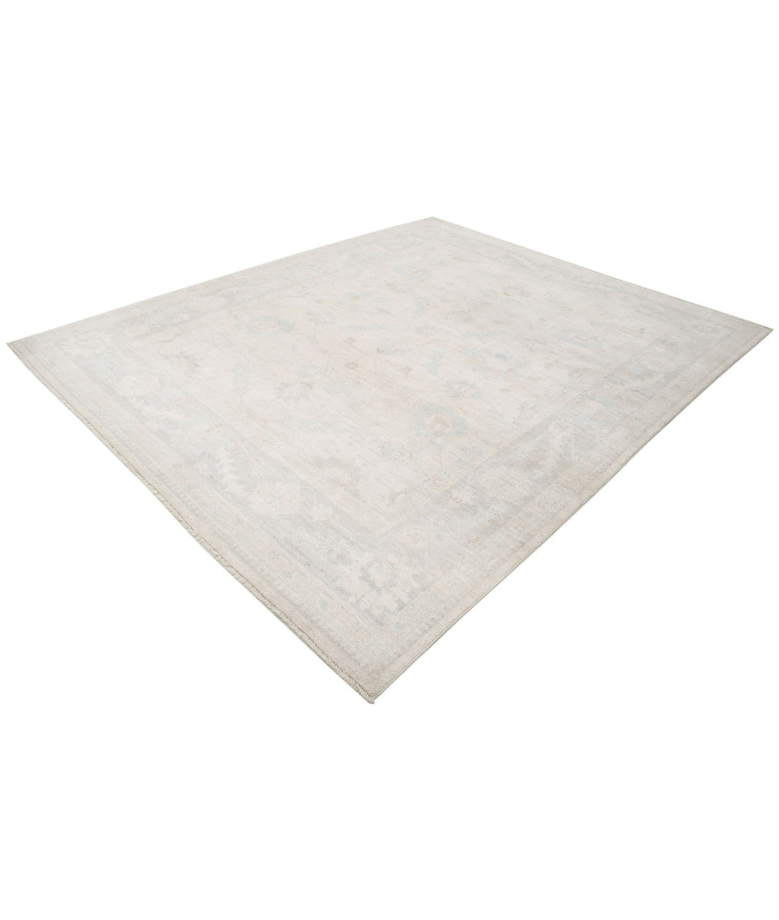 Hand Knotted Oushak Wool Rug - 8'1'' x 10'0'' 8'1'' x 10'0'' (243 X 300) / Ivory / Grey