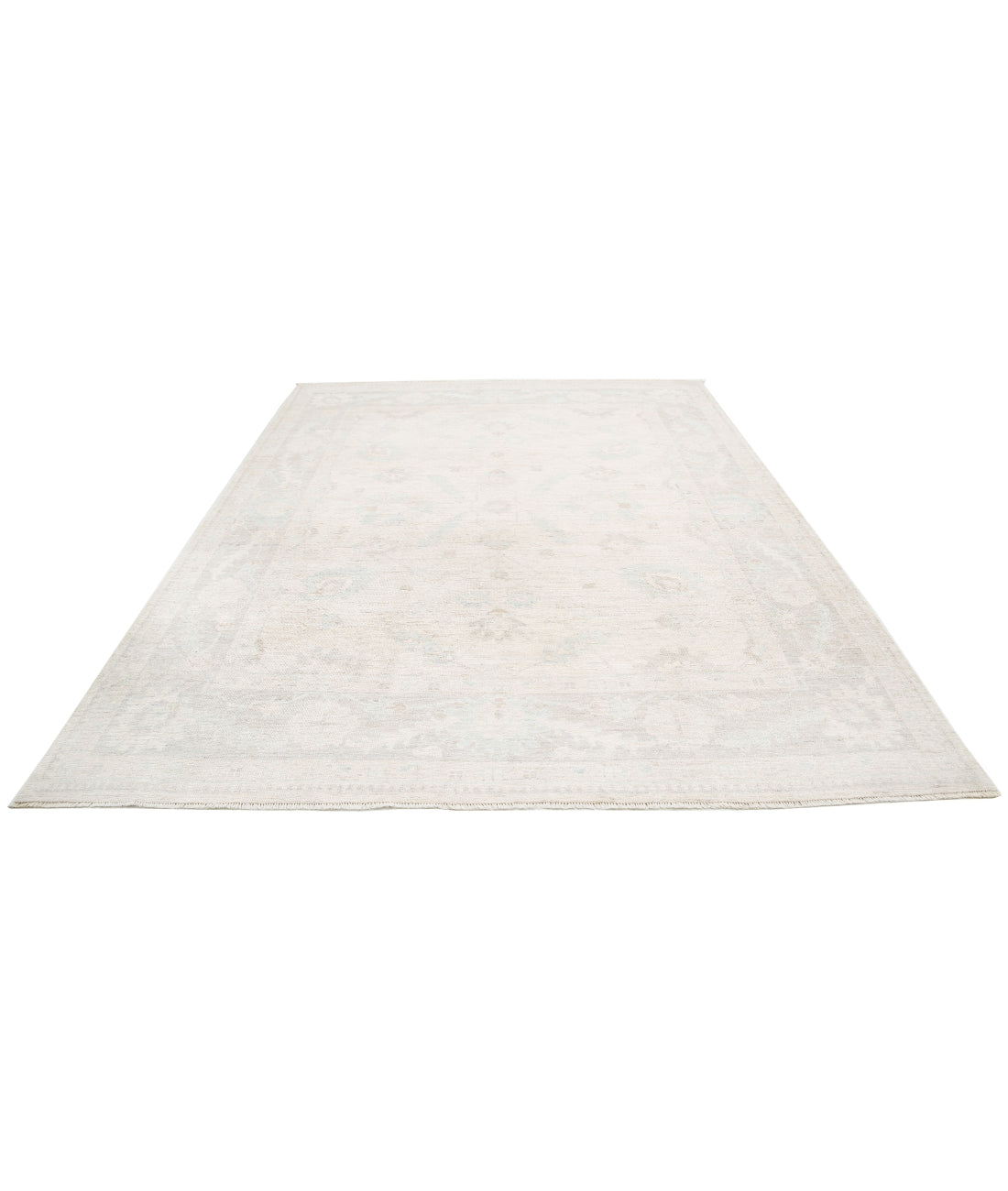Hand Knotted Oushak Wool Rug - 8'1'' x 10'0'' 8'1'' x 10'0'' (243 X 300) / Ivory / Grey